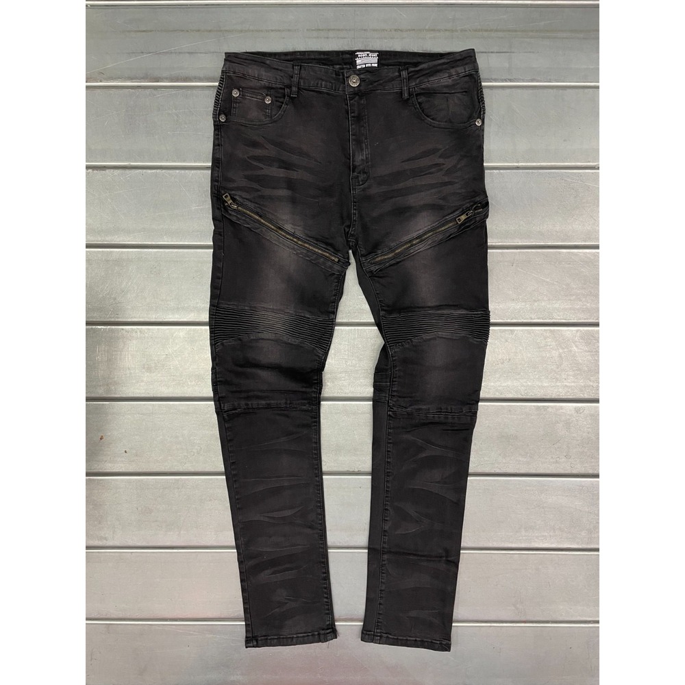 Nobel Jeans Slim Fit Mens 38x34 Black Wash Denim Stretch